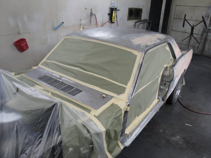 masked primered mustang