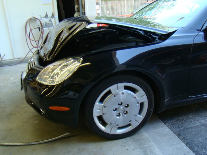 Lexus SC430 bumper and hood damage